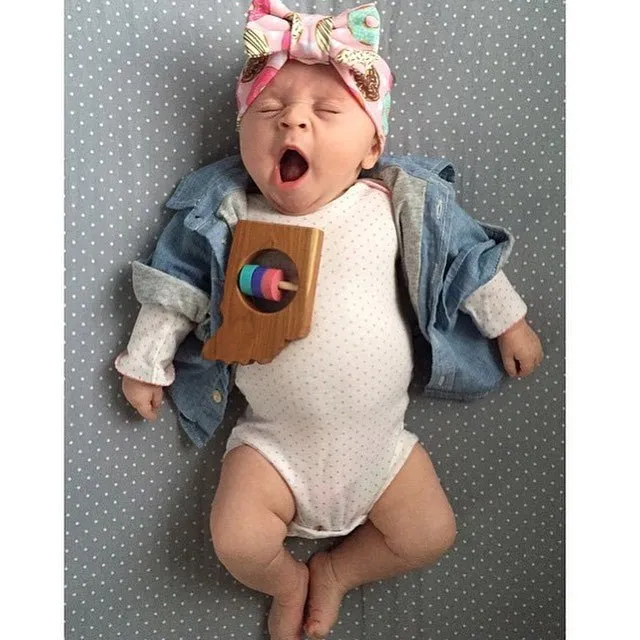 Indiana State Wooden Baby Rattle