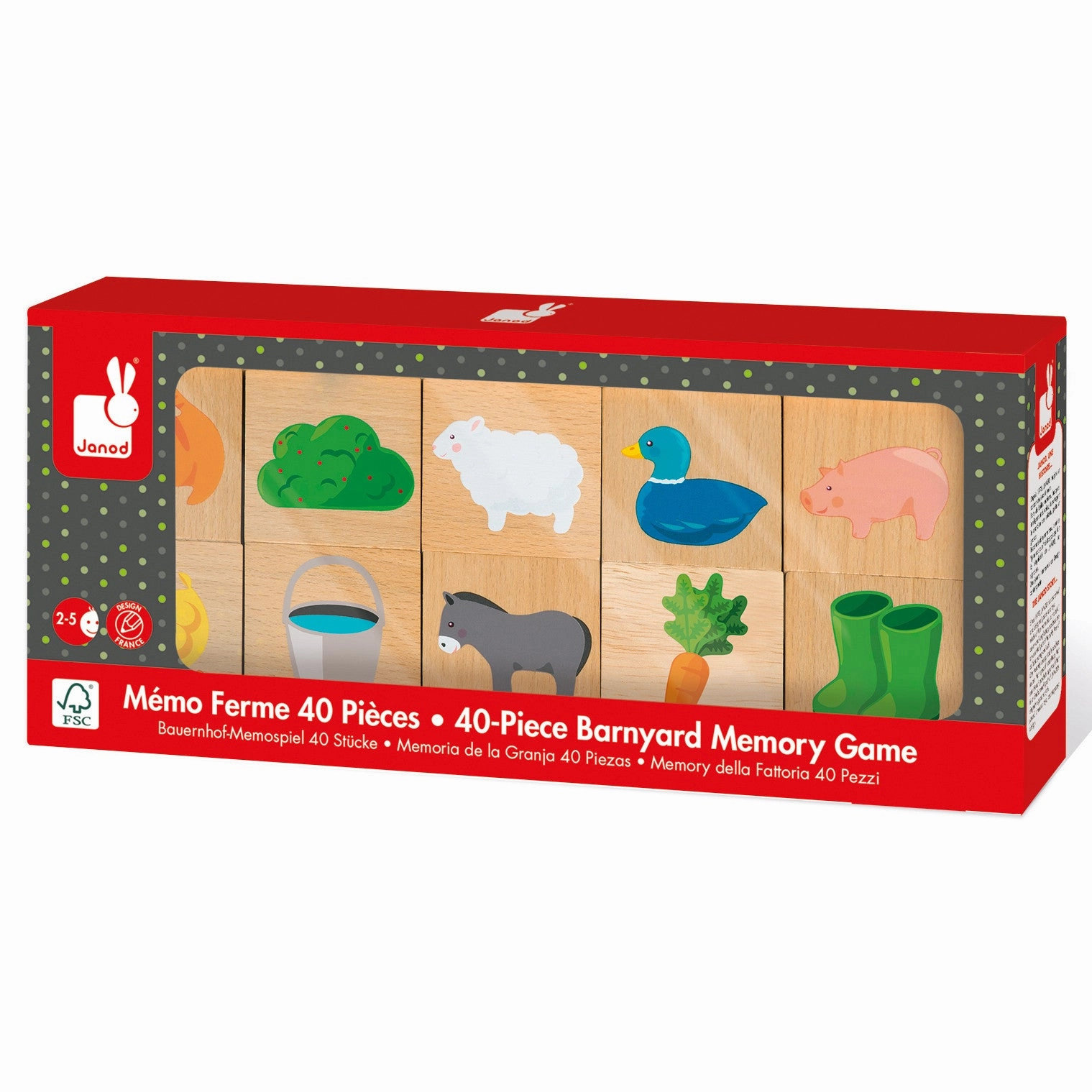 Janod 40 pcs Barnyard Memory Game