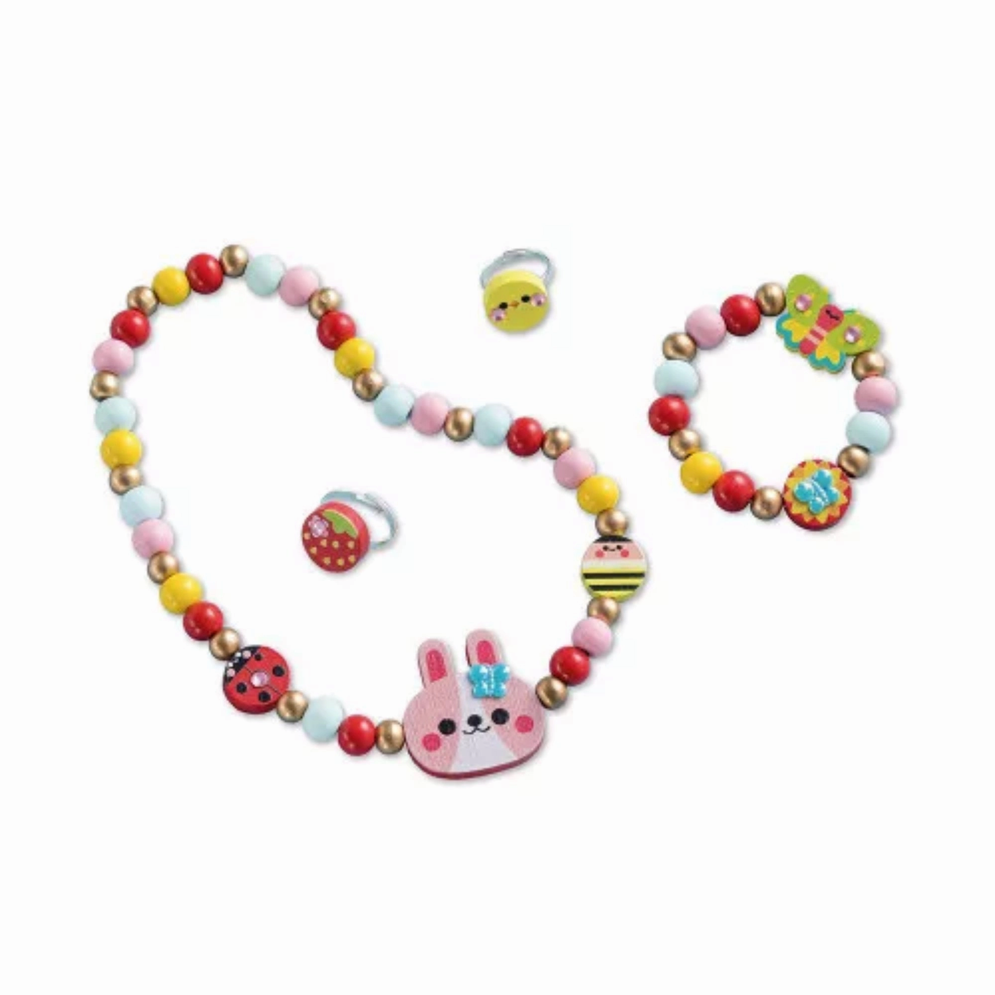 Janod 4 Pieces of Wooden Jewellery C Flower Garden