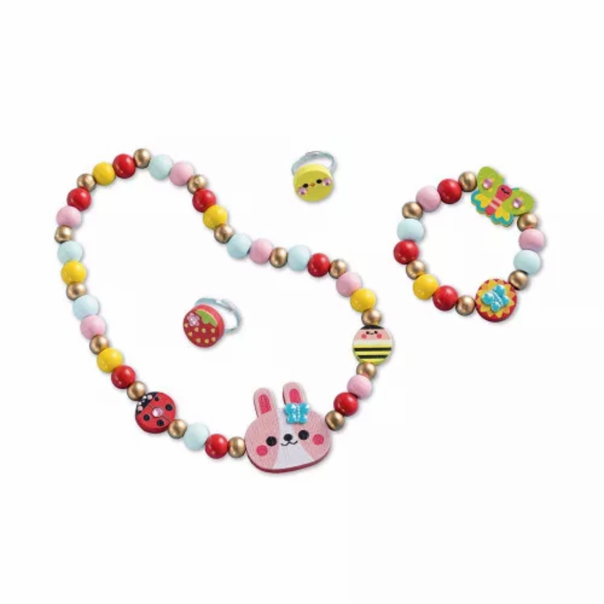 Janod 4 Pieces of Wooden Jewellery C Flower Garden