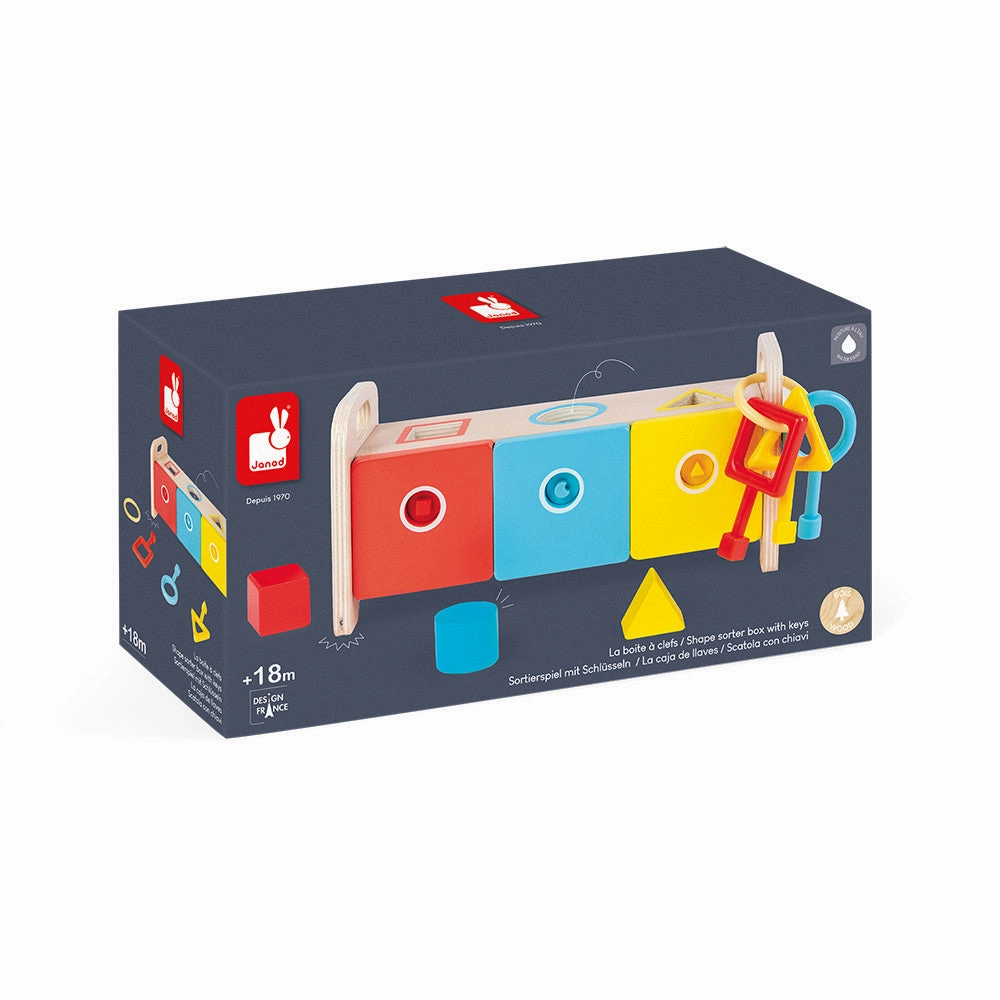 Janod Essentiel - Shape Sorter Box with Key
