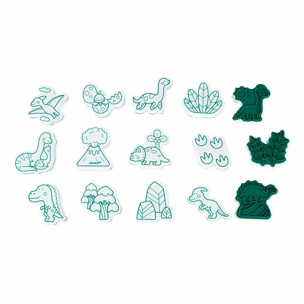 Janod Set of 15 Stampinoo Dino Stamps