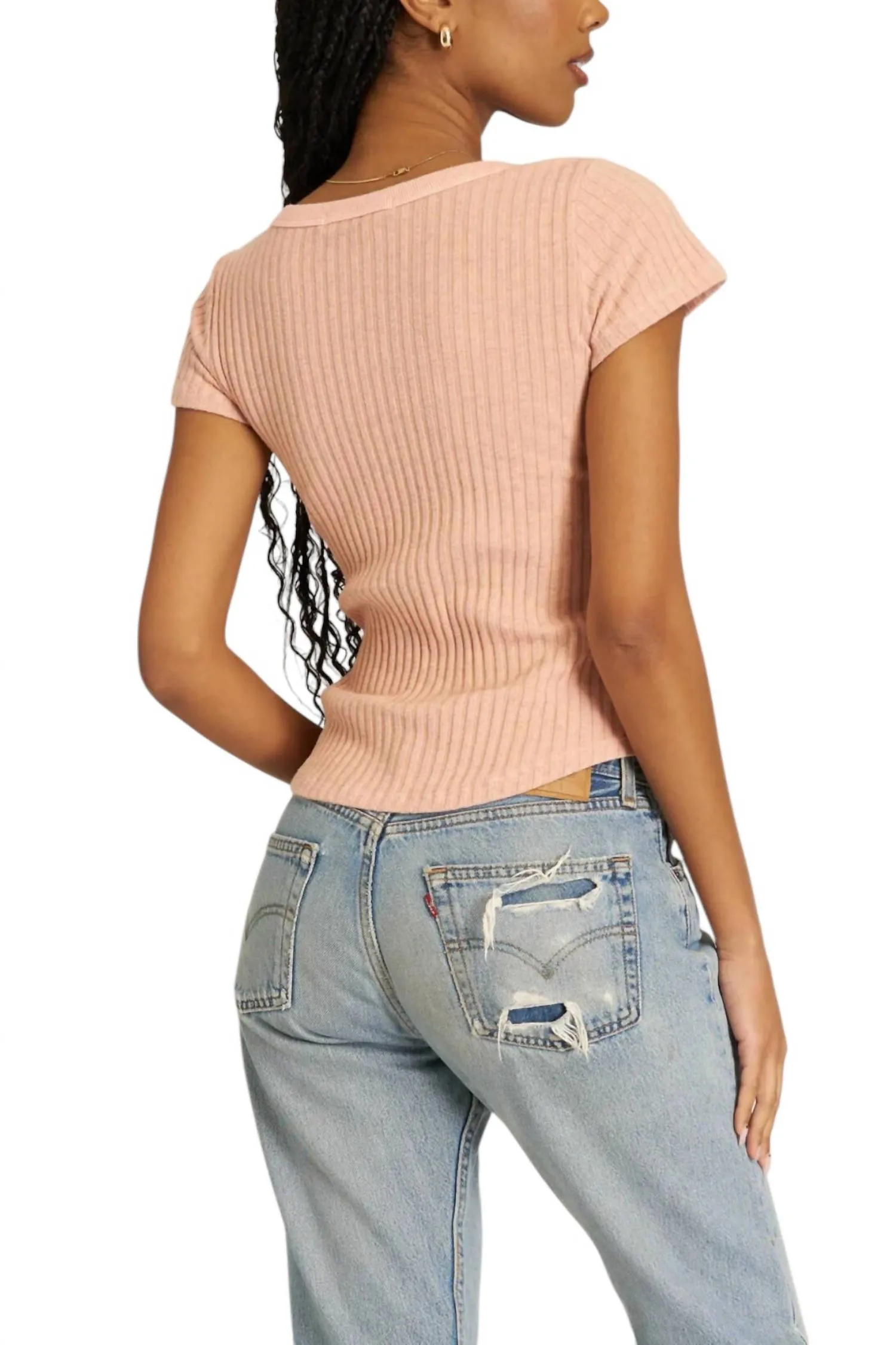 Julie Scoop Neck Sweater Rib Tee Top