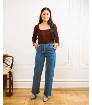 Kate Wide Leg Ankle Jeans - Washed Indigo