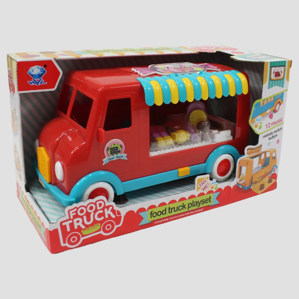 Kids' Fast Food Truck Playset  Pretend Play Toy with Music & Light (Red)