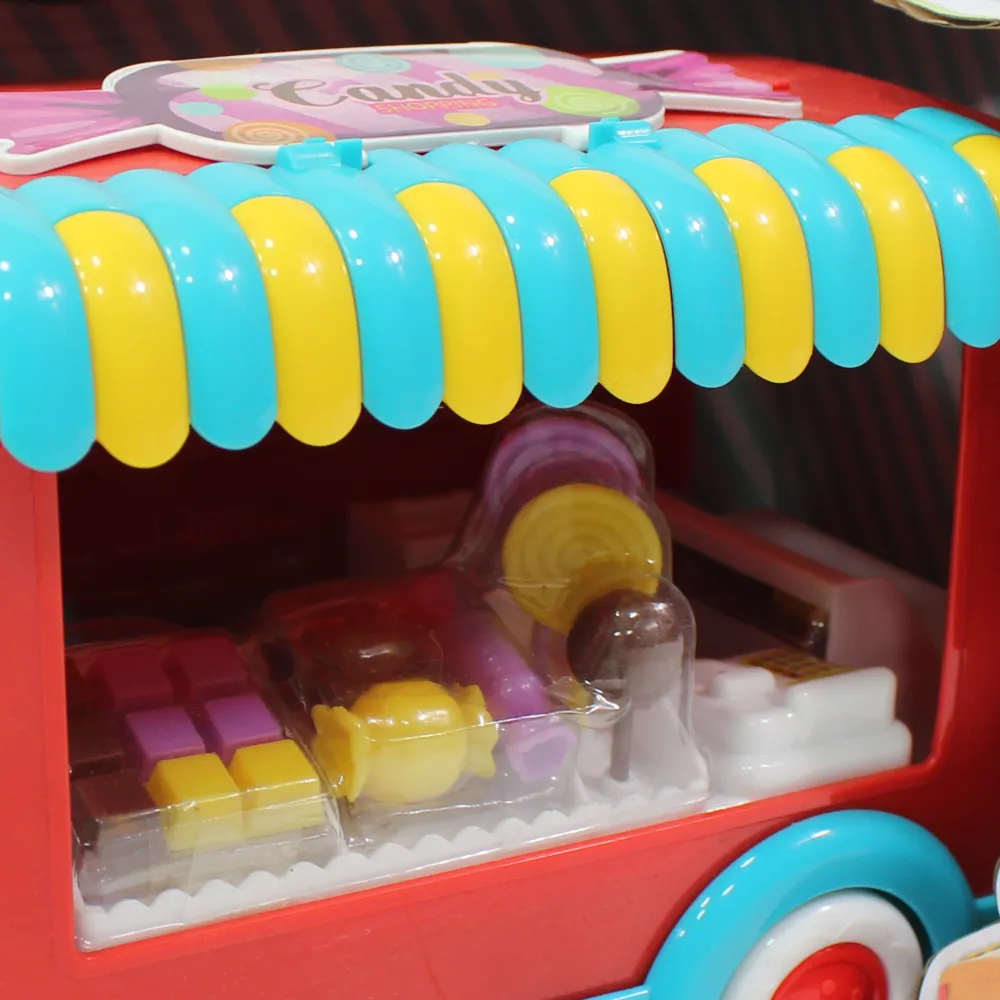 Kids' Fast Food Truck Playset  Pretend Play Toy with Music & Light (Red)