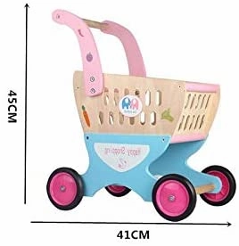 Kids wooden shopping cart toy