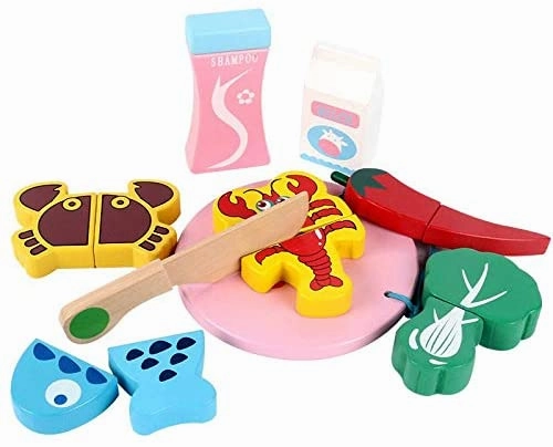Kids wooden shopping cart toy