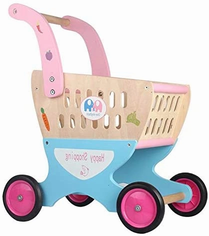 Kids wooden shopping cart toy