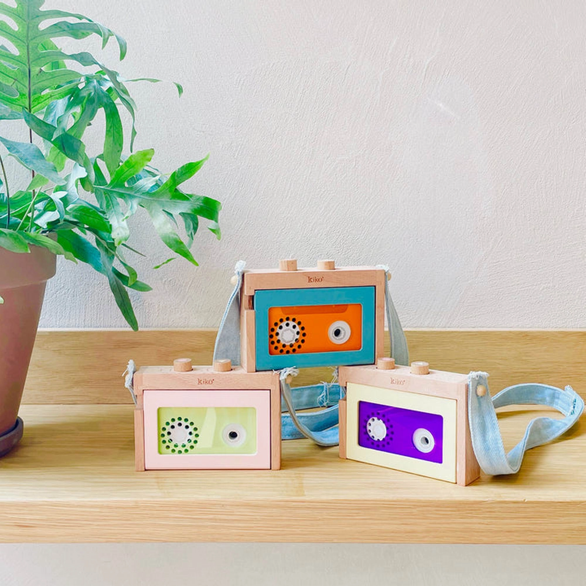 kiko  & gg* Kiko  Mini Tape Recorder Blue Wooden Toy