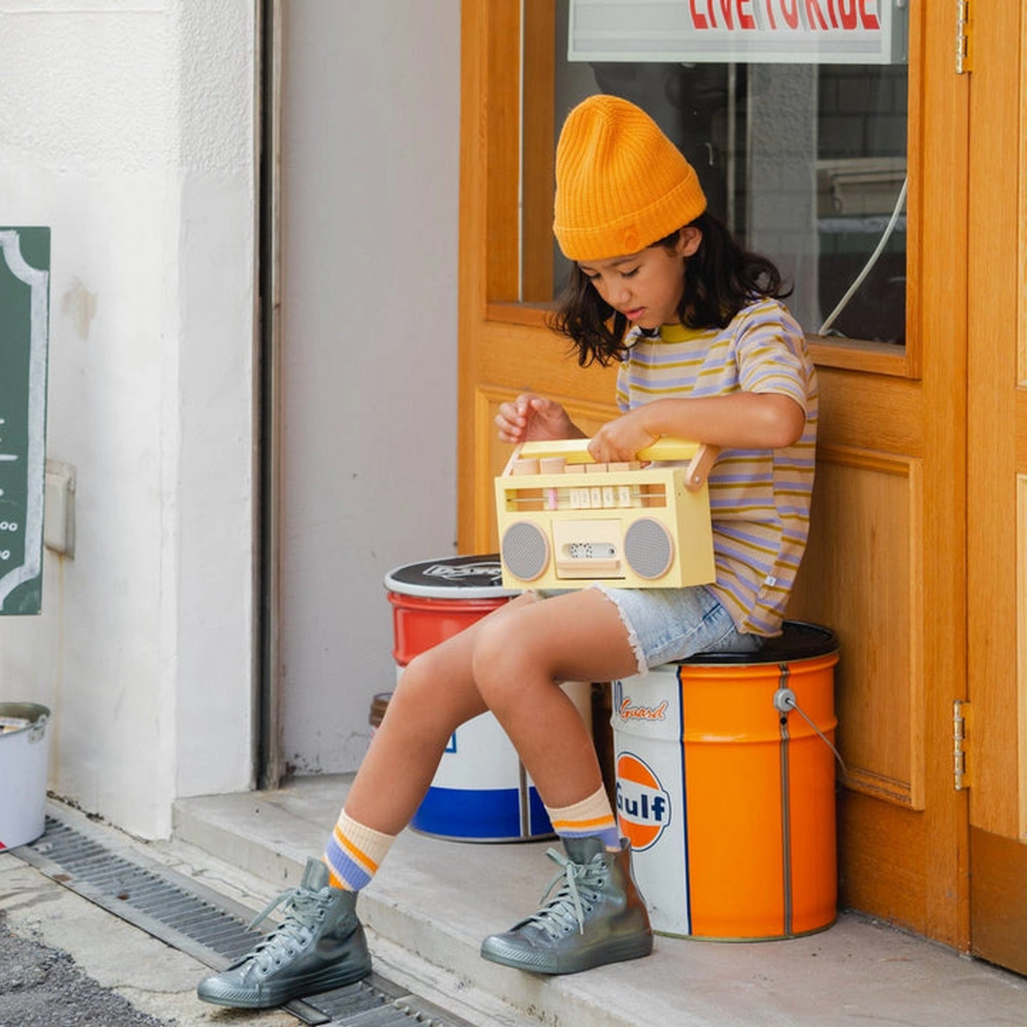 kiko  & gg* Tape Recorder ?Wooden Toy Recorder- (Yellow)