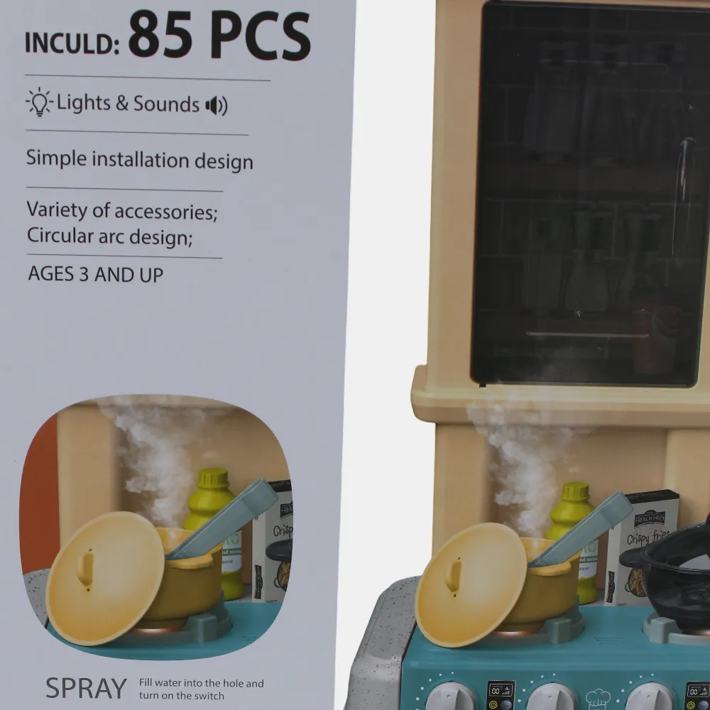 Kitchen Play Set with Light, Music, and Electric Water Faucet