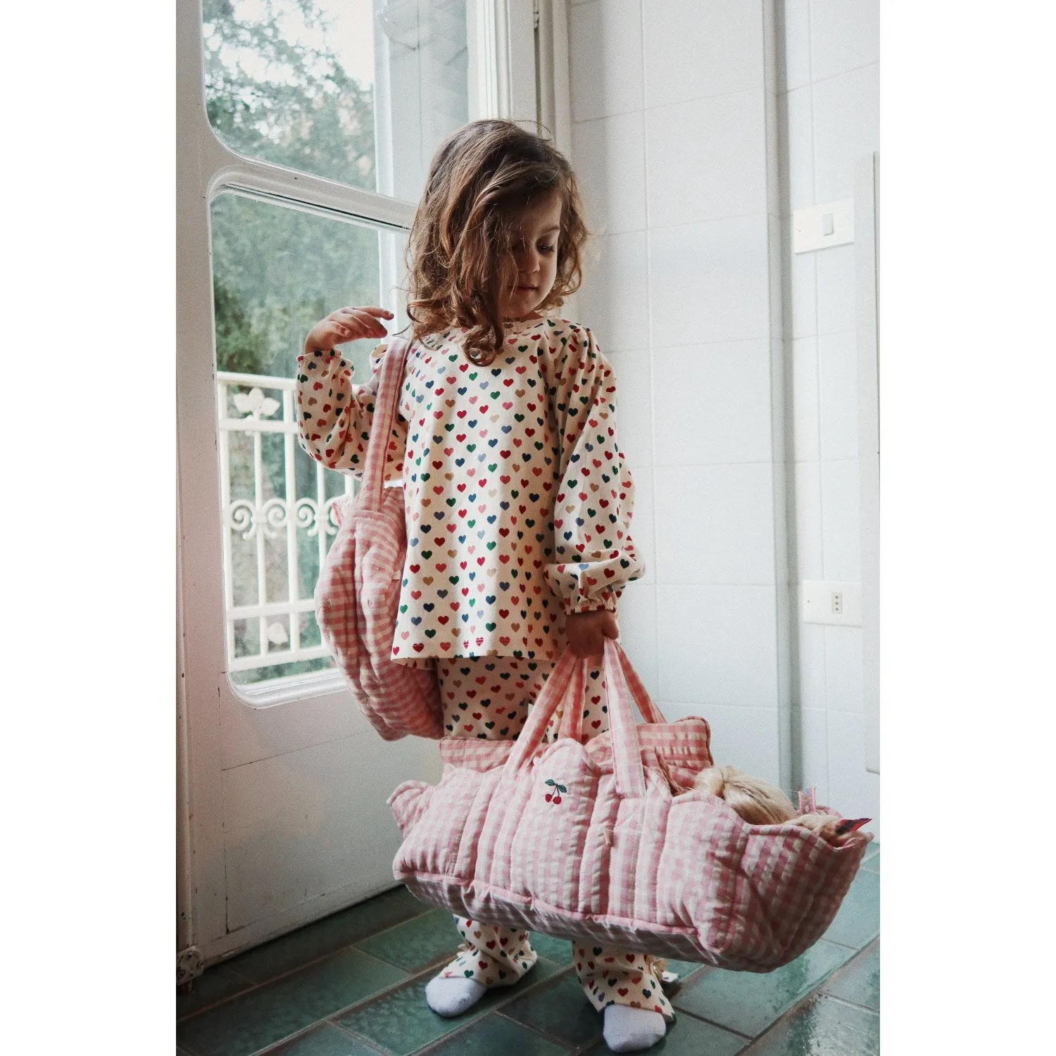 Konges Sl?jd Powder Pink Check Doll Bag