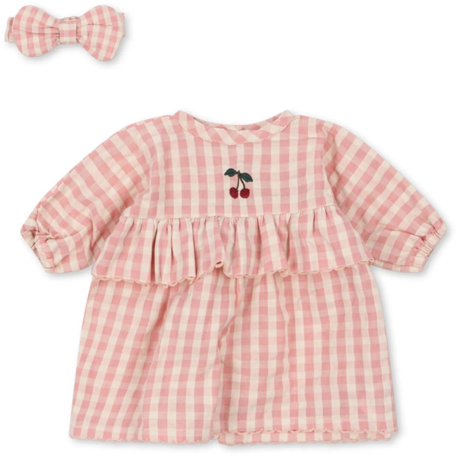 Konges Sl?jd Powder Pink Check Doll Clothes Set Gots