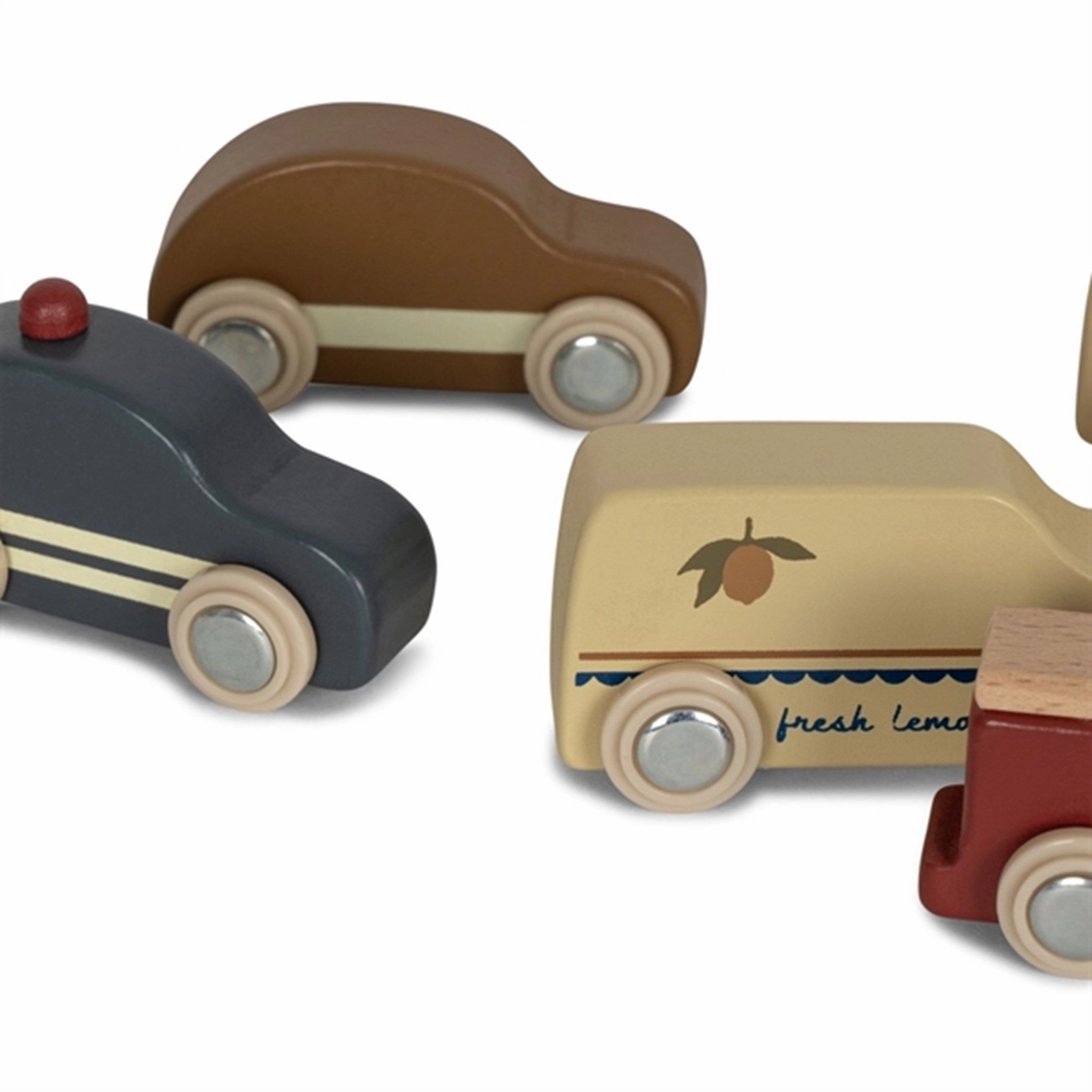 Konges Sljd Beige Wooden Mini Cars 9 Pcs