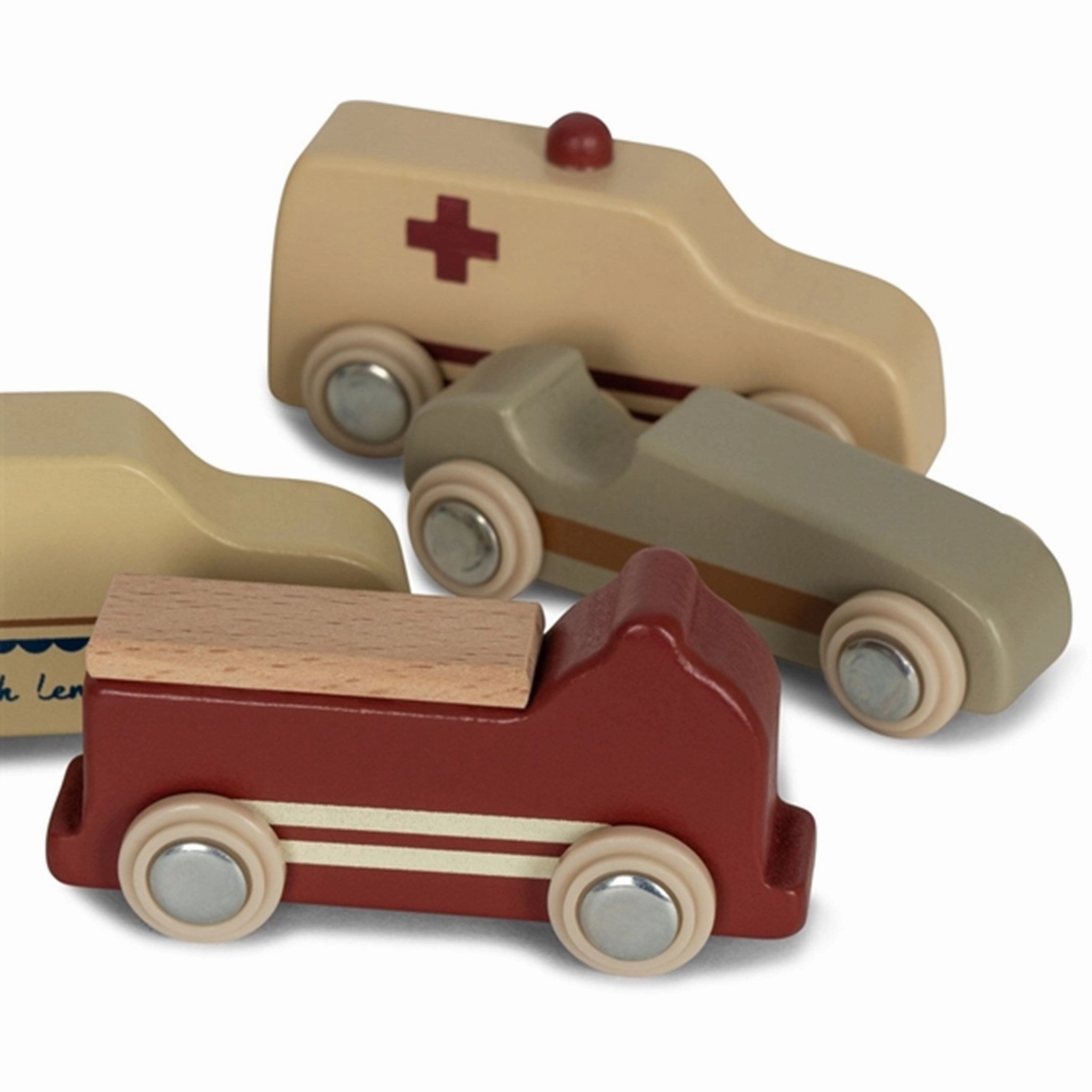 Konges Sljd Beige Wooden Mini Cars 9 Pcs