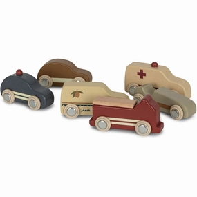 Konges Sljd Beige Wooden Mini Cars 9 Pcs