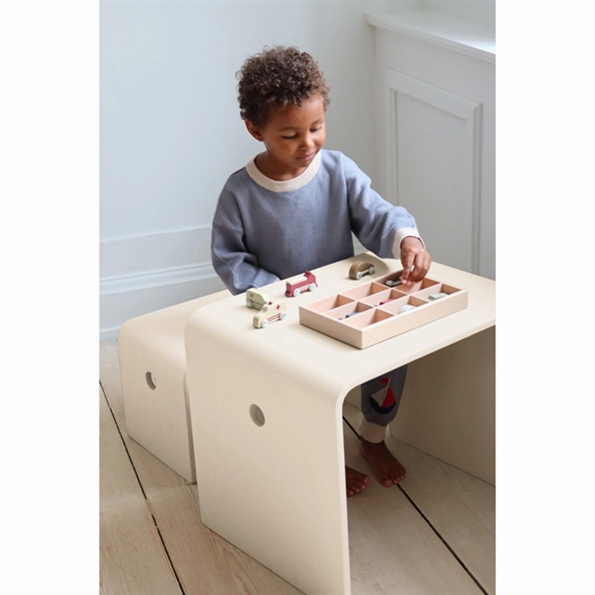 Konges Sljd Beige Wooden Mini Cars 9 Pcs