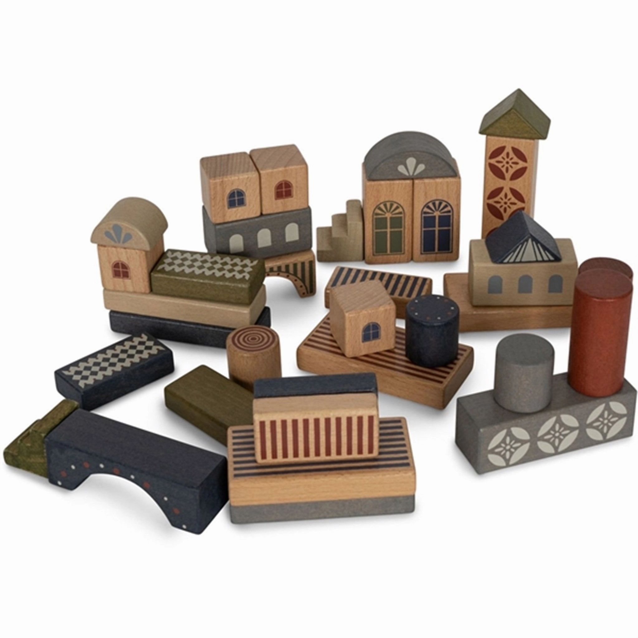 Konges Sljd Wooden Building Blocks 34 pc. Beige/Toffee