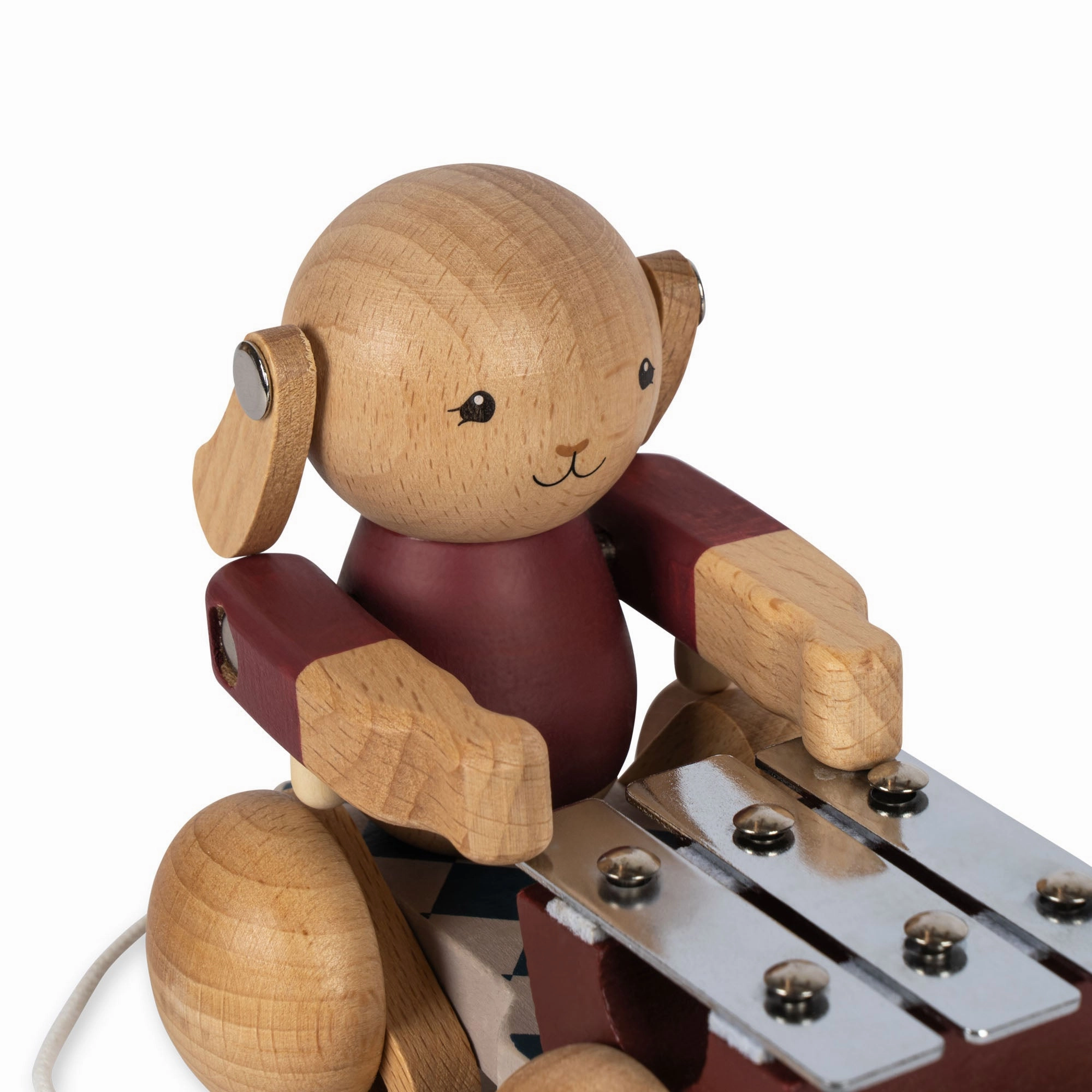 Konges Sljd Wooden Pull Bunny Music FSC Bell Boy Red One Size