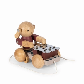 Konges Sljd Wooden Pull Bunny Music FSC Bell Boy Red One Size