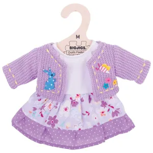 Lilac Dress and Cardigan (for Size Medium Doll)
