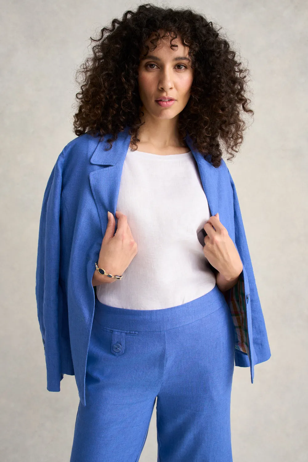 Linen Jacket - Cobalt Cross Dye