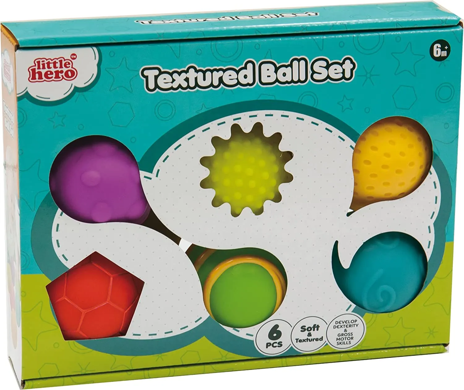 little Hero Textured Ball Pack of 6 - Multicolor