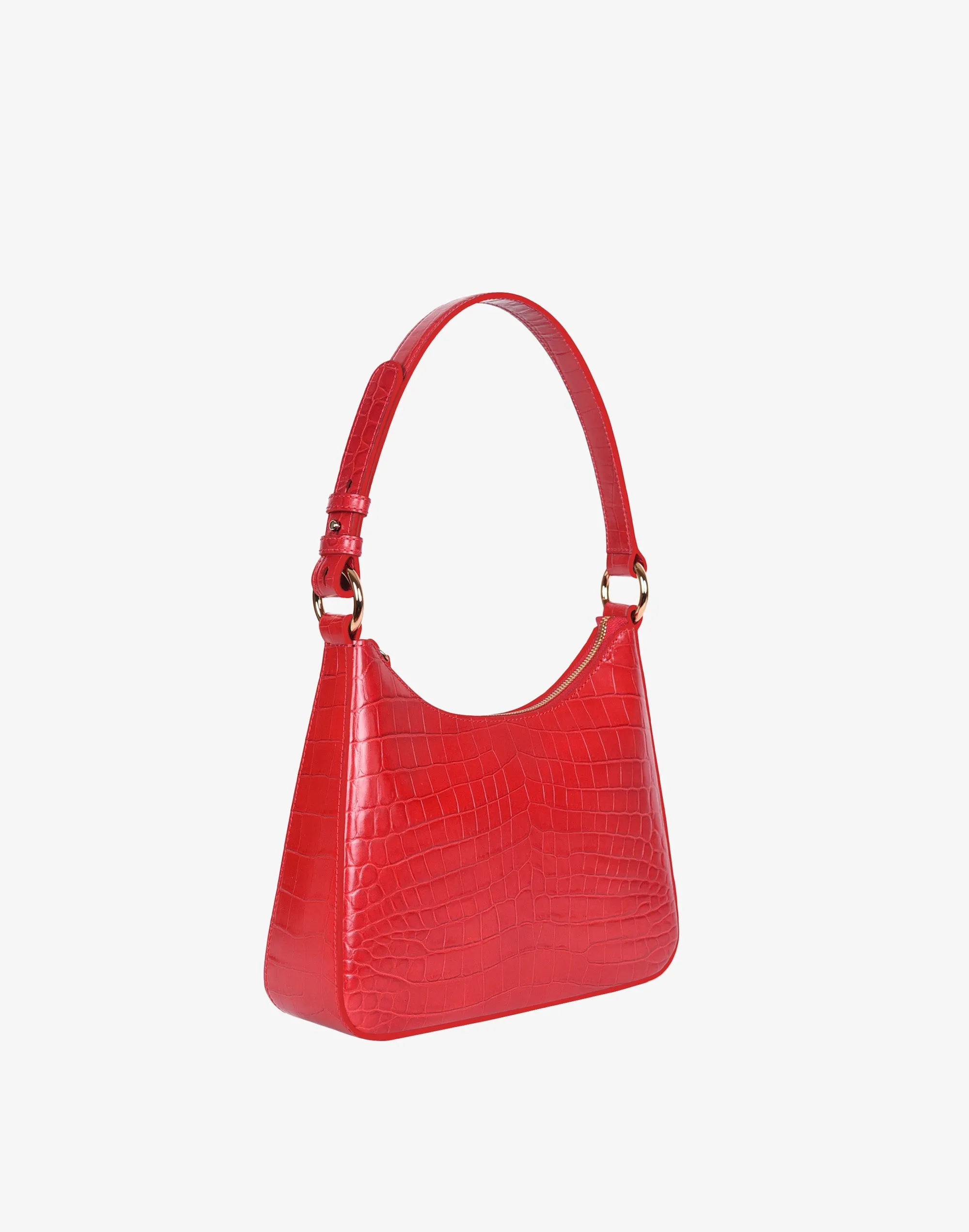 Luxe Medium Shoulder Bag - Bright Red Croco