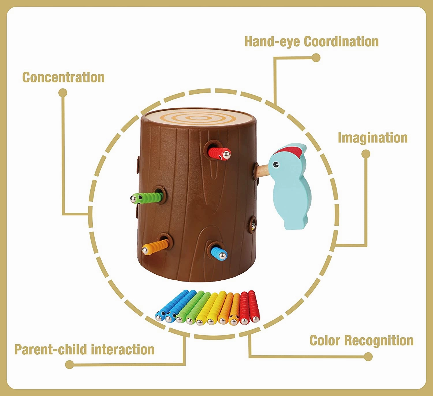 Magnetic Woodpecker Catch The Worms Toy