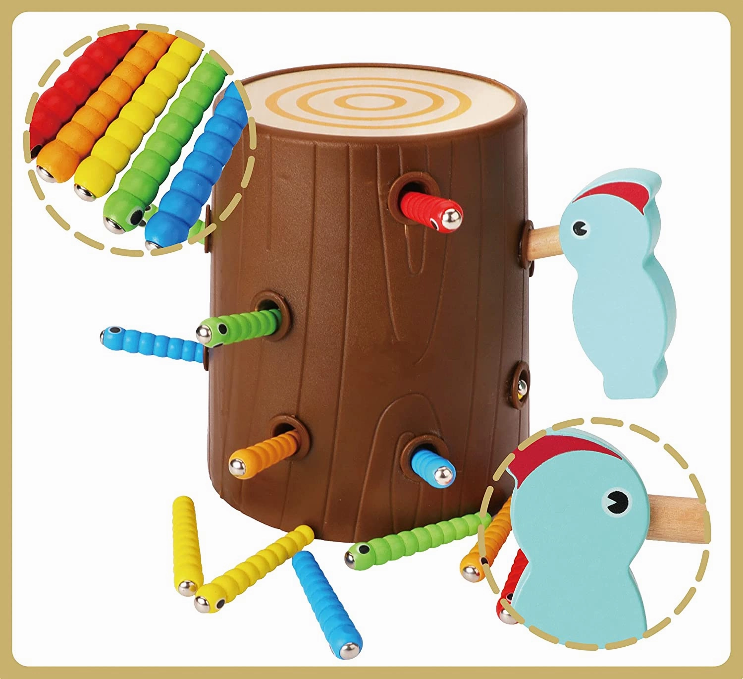 Magnetic Woodpecker Catch The Worms Toy
