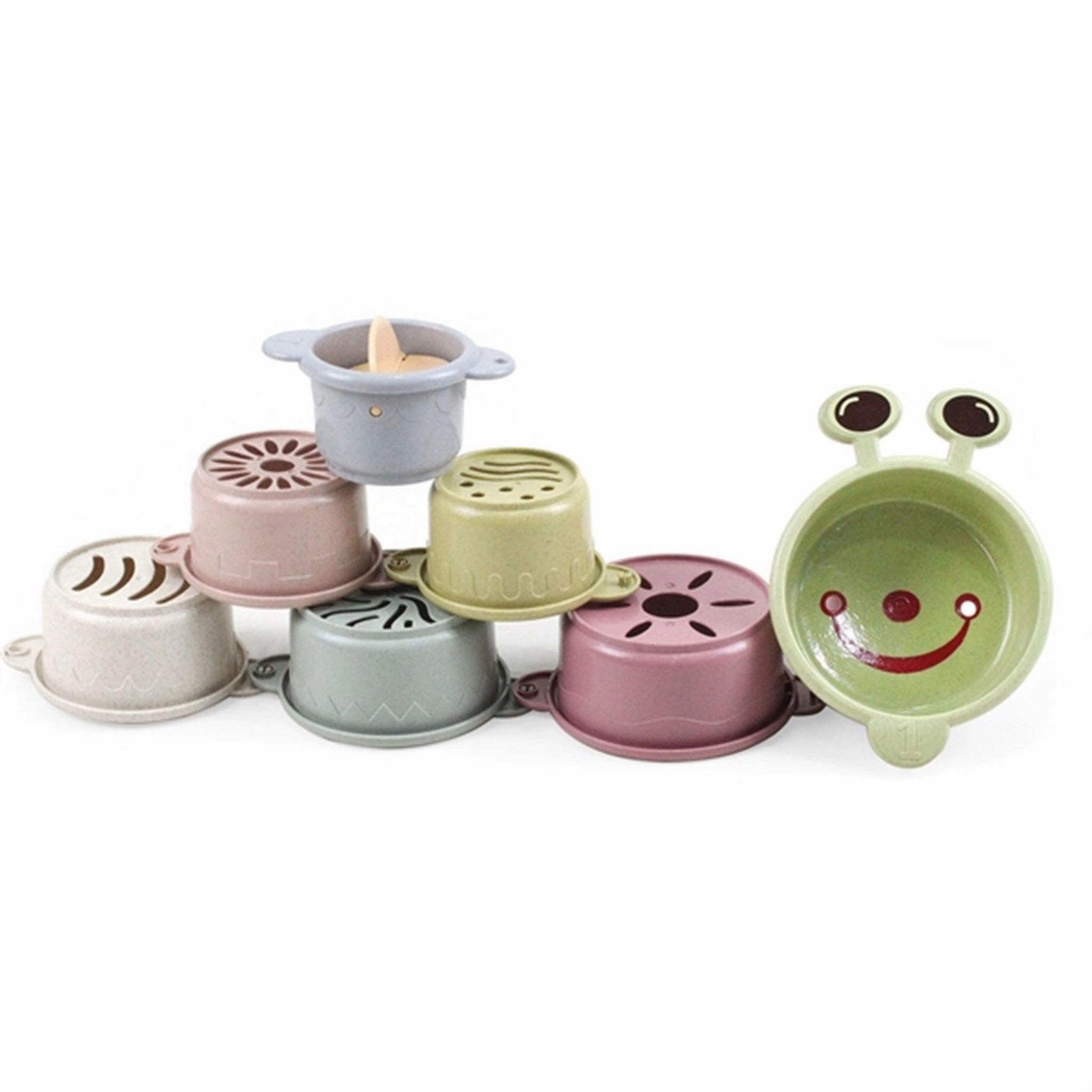 Magni Stackable Wheat Straw Cups 'Worm' 7 Pieces