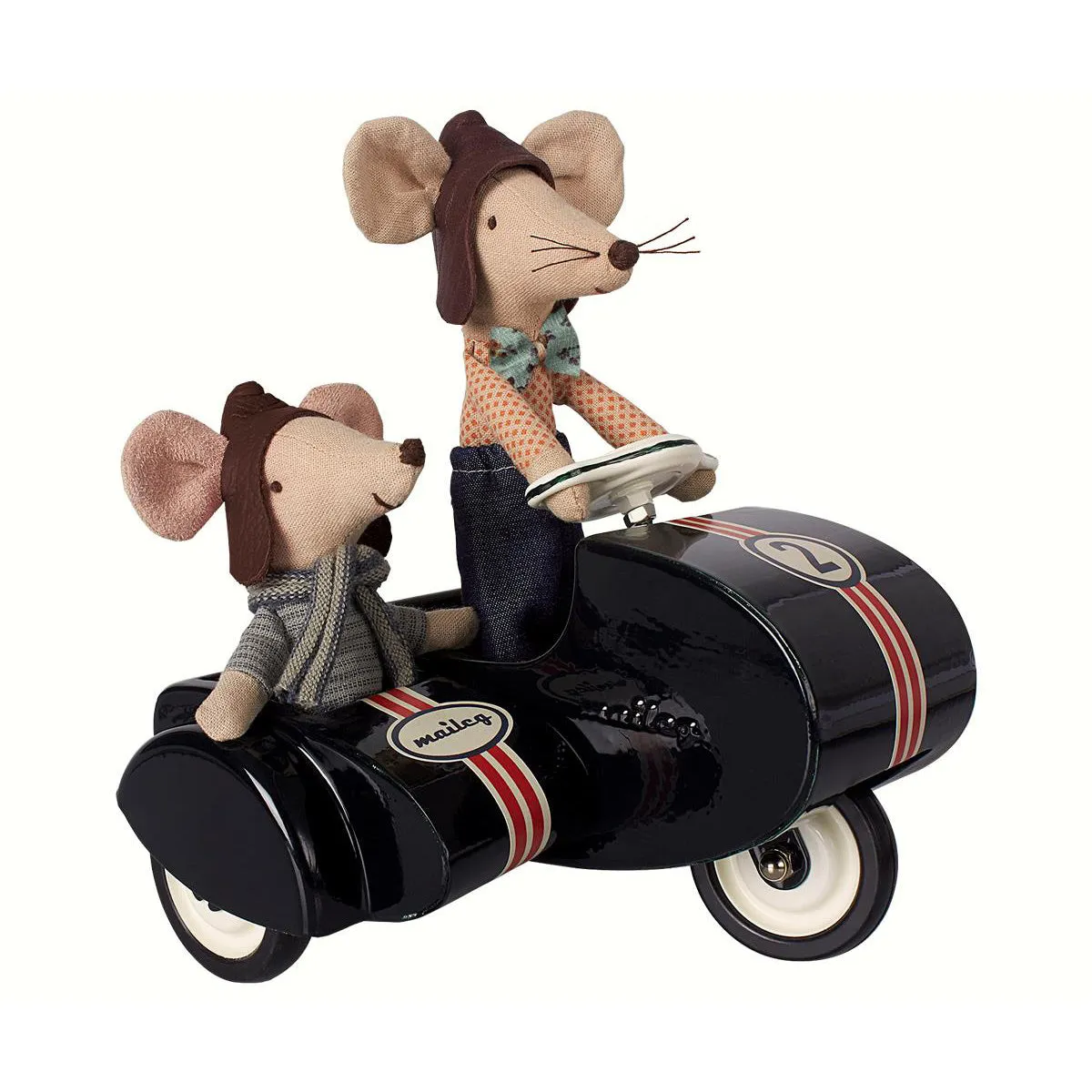 Maileg Black Scooter with Sidecar Metal