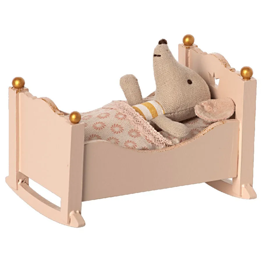 Maileg Cradle, Baby Mouse - Rose