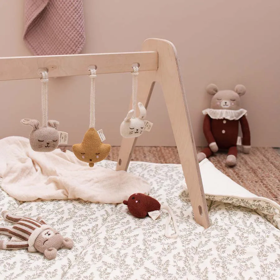 Main Sauvage Baby Gym Toy - Hanging Rattle - Bunny - Ecru