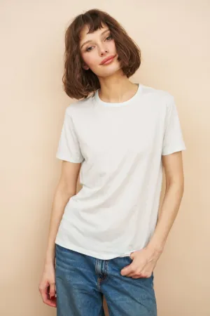Majestic Lyocell Cotton Semi Relaxed Short Sleeve Crewneck in Ciel
