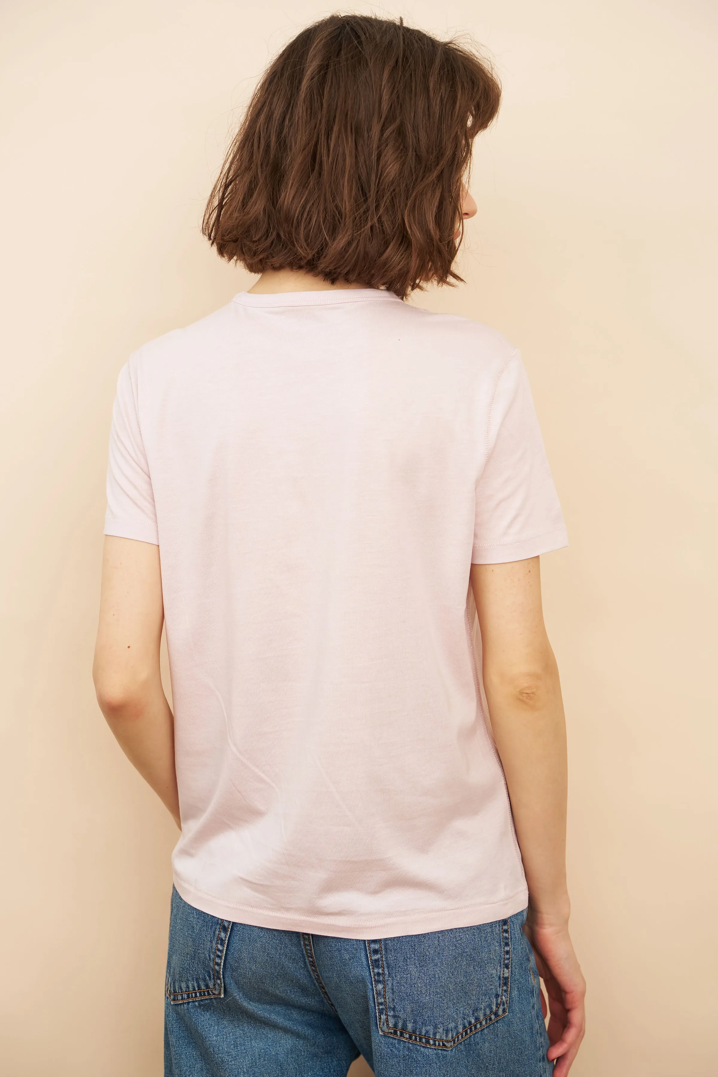 Majestic Lyocell Cotton Semi Relaxed Short Sleeve Crewneck in Glycine
