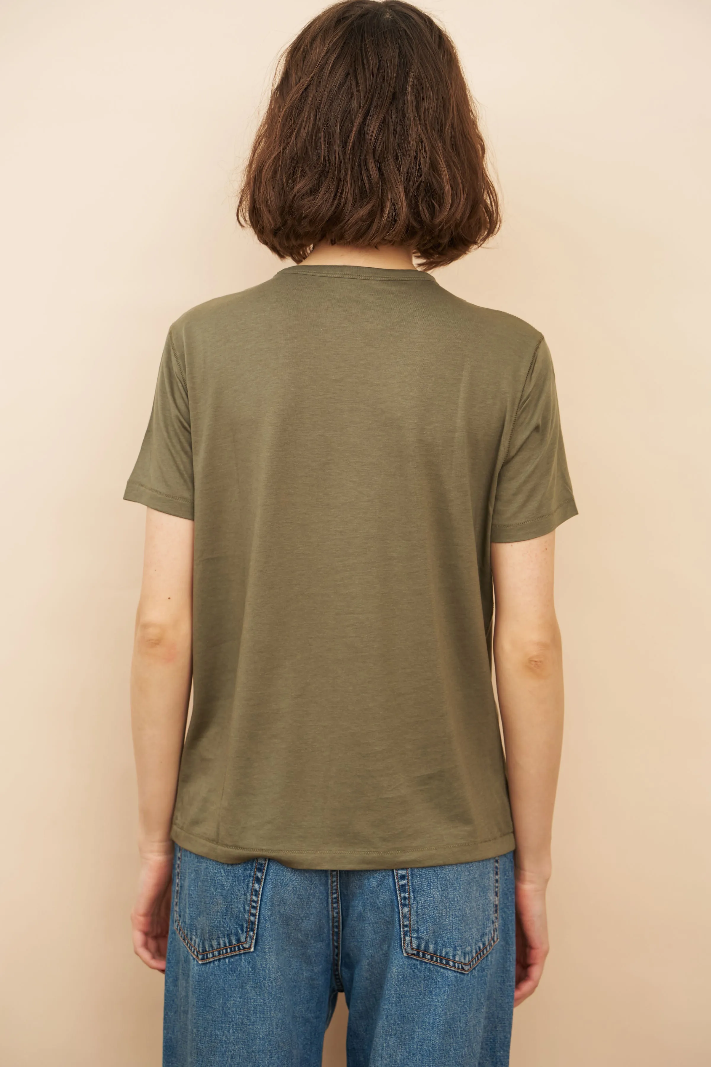 Majestic Lyocell Cotton Semi Relaxed Short Sleeve Crewneck in Lichen