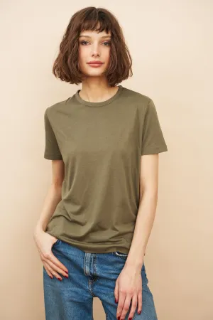 Majestic Lyocell Cotton Semi Relaxed Short Sleeve Crewneck in Lichen