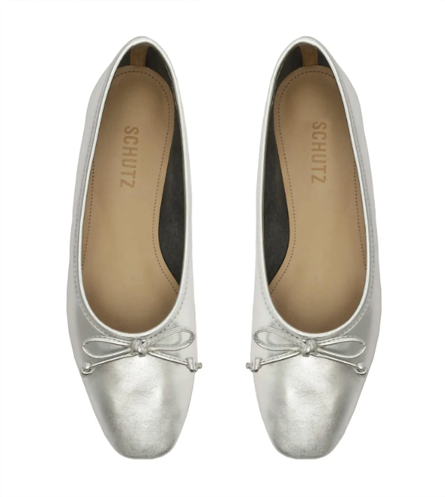 Metallic Leather Ballet Flat Shoe
