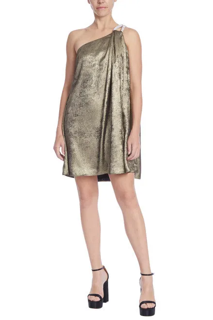 Metallic Mini One Shoulder Tent Dress