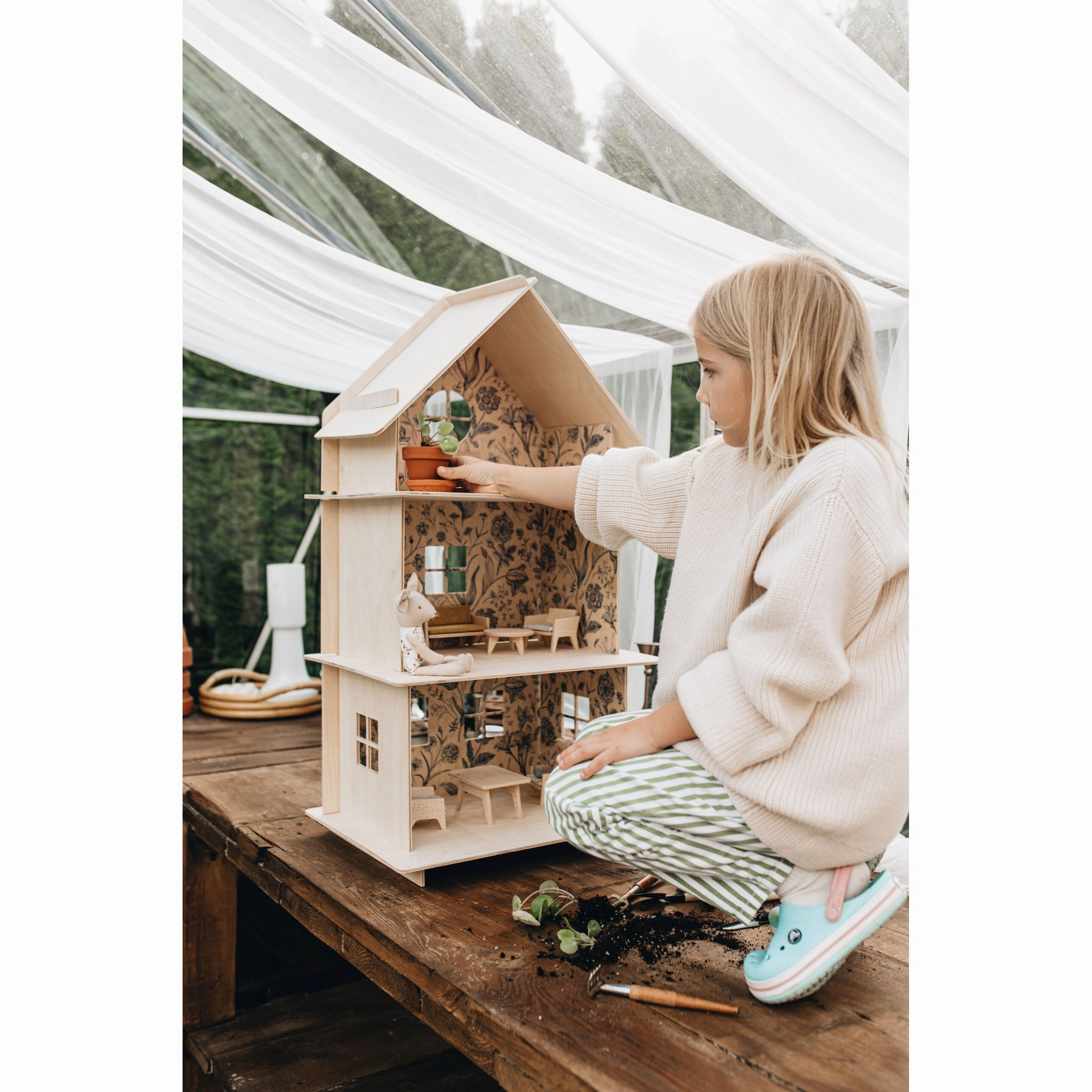 Milin Wooden Dollhouse ?Vintage Flower