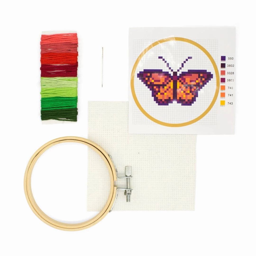Mini Cross-Stitch Embroidery Butterfly Kit