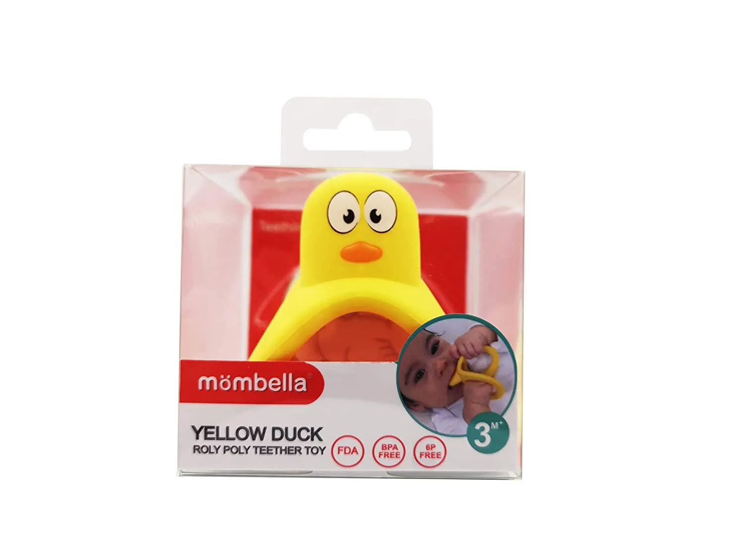 MOMBELLA YELLOW DUCK ROLY POLY TEETHER TOY