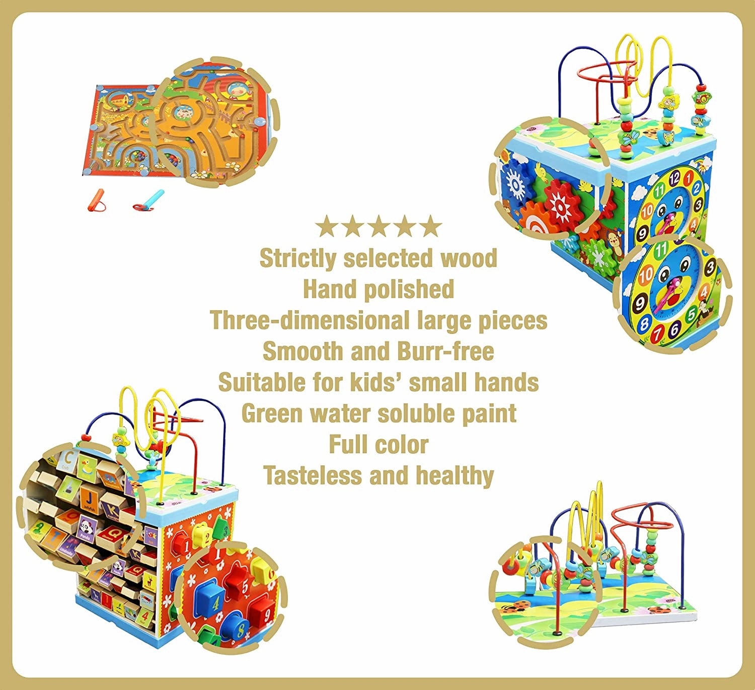 Montessori Wooden Activity Cube (6 in 1)