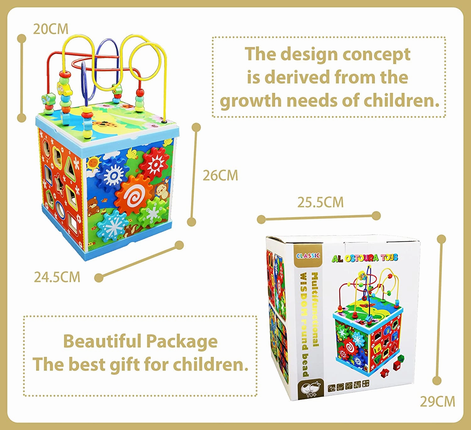 Montessori Wooden Activity Cube (6 in 1)