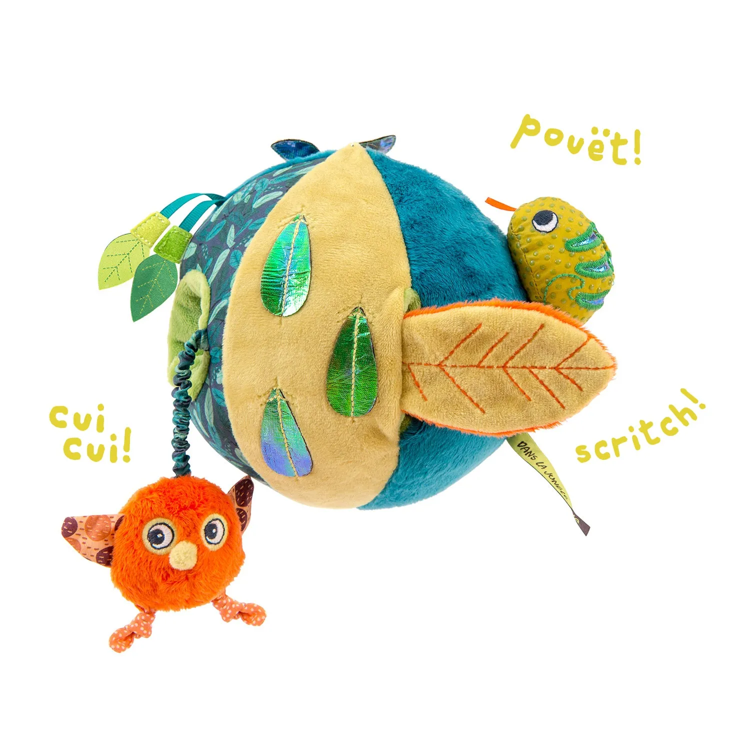 Moulin Roty Dans La Jungle Baby Senses Awakening Activities Ball - Chirping Bird and Holographic Butterfly 16cm