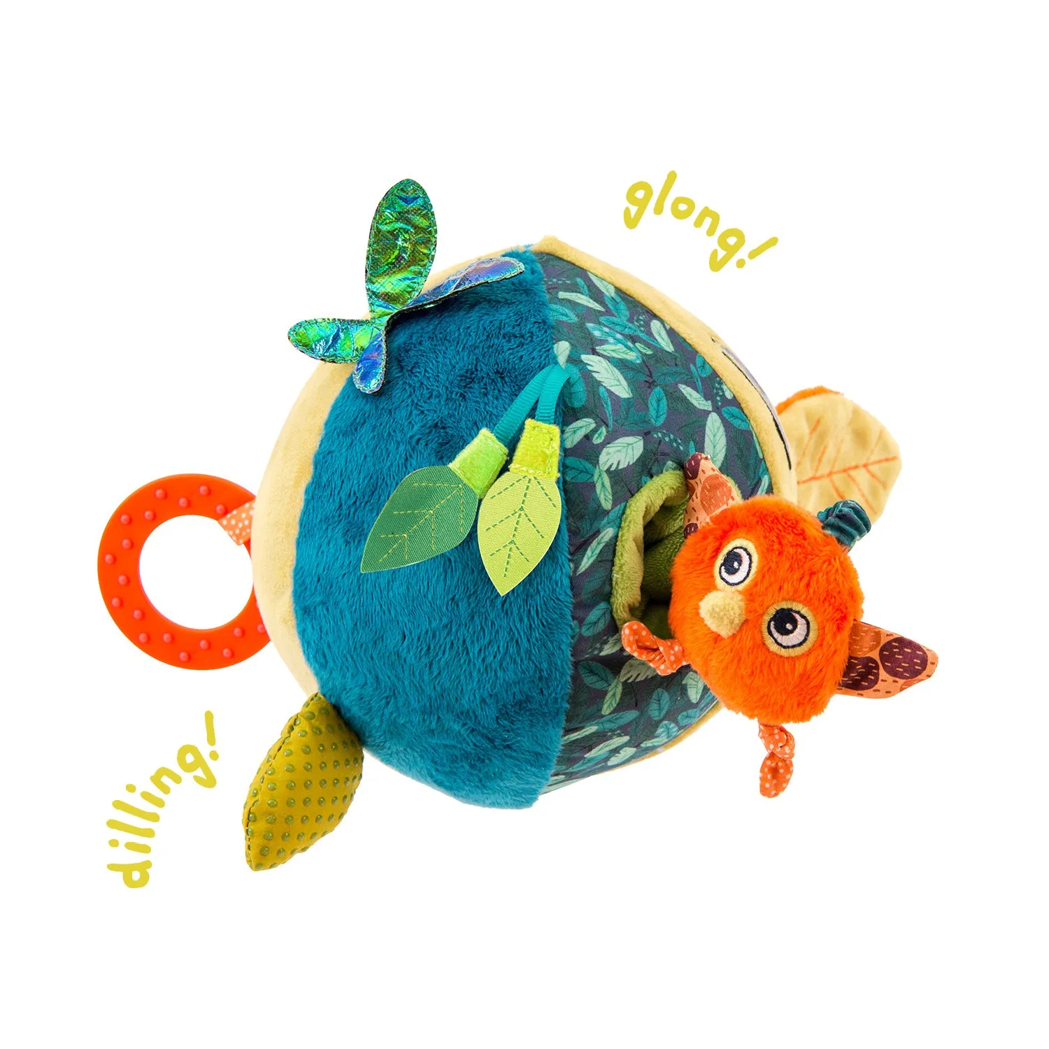 Moulin Roty Dans La Jungle Baby Senses Awakening Activities Ball - Chirping Bird and Holographic Butterfly 16cm
