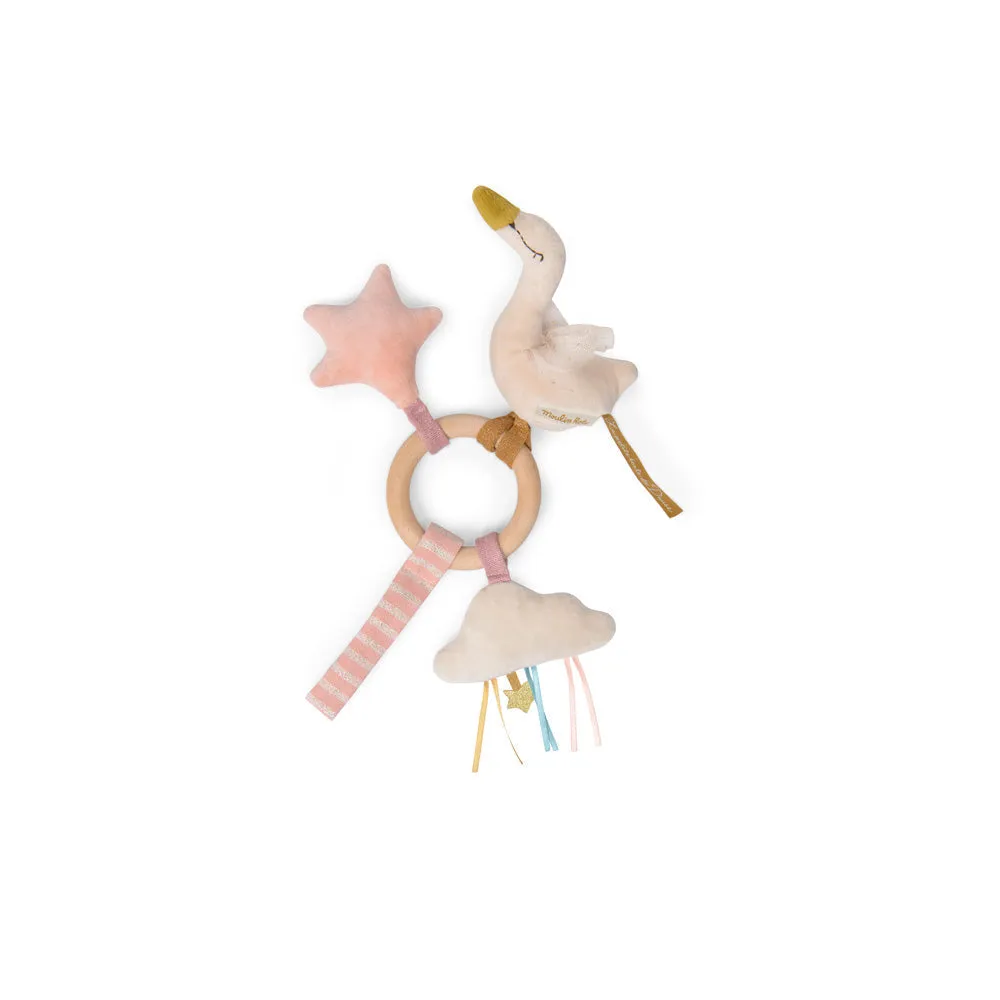 Moulin Roty La Petite Ecole De Danse Swan Wooden Ring Rattle