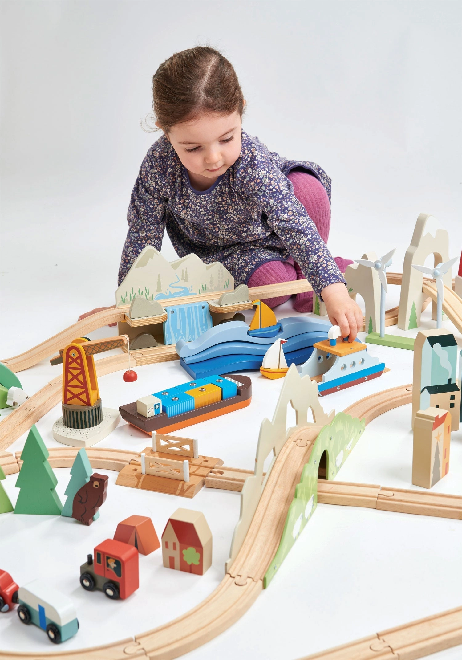 Mountain View Wooden Train Set